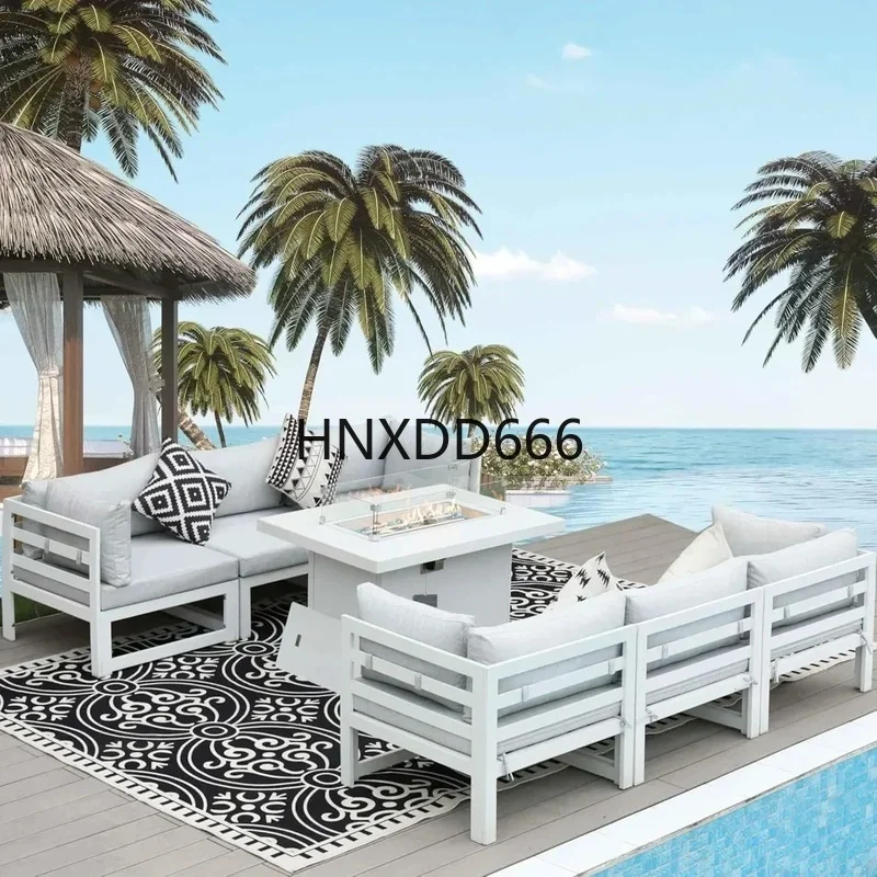 Outdoor Furniture Fire Pit Set - 7-местный алюминиевый комплект для отдыха на