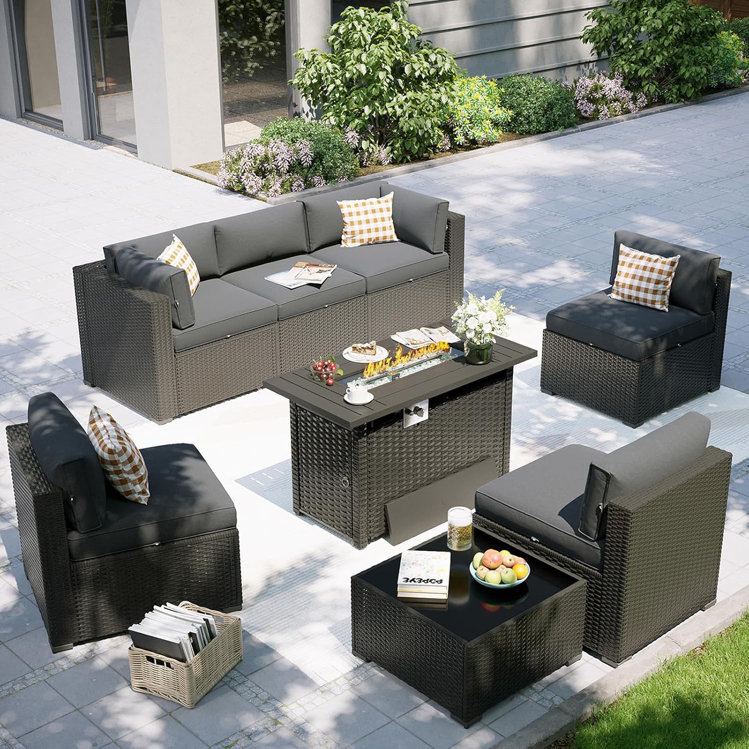 Outdoor Furniture Fire Pit Set - Комплект садовой мебели с патио-столом для