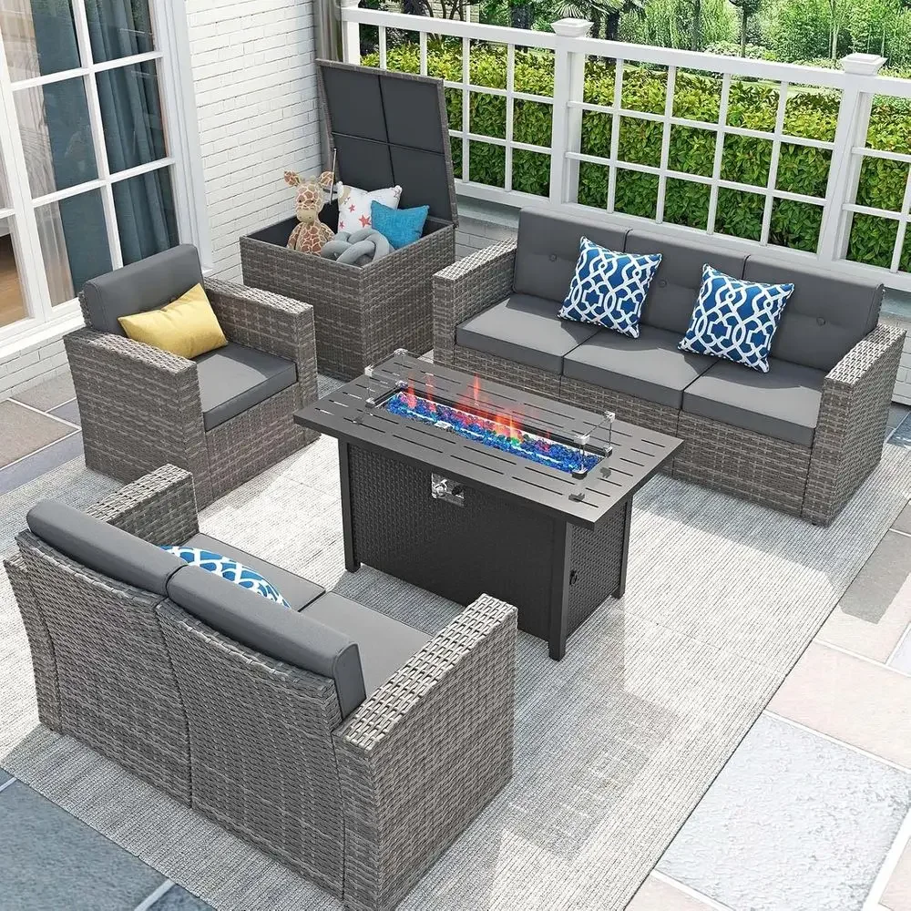 Outdoor Furniture Fire Pit Set - Комплект садовой мебели из 8 предметов