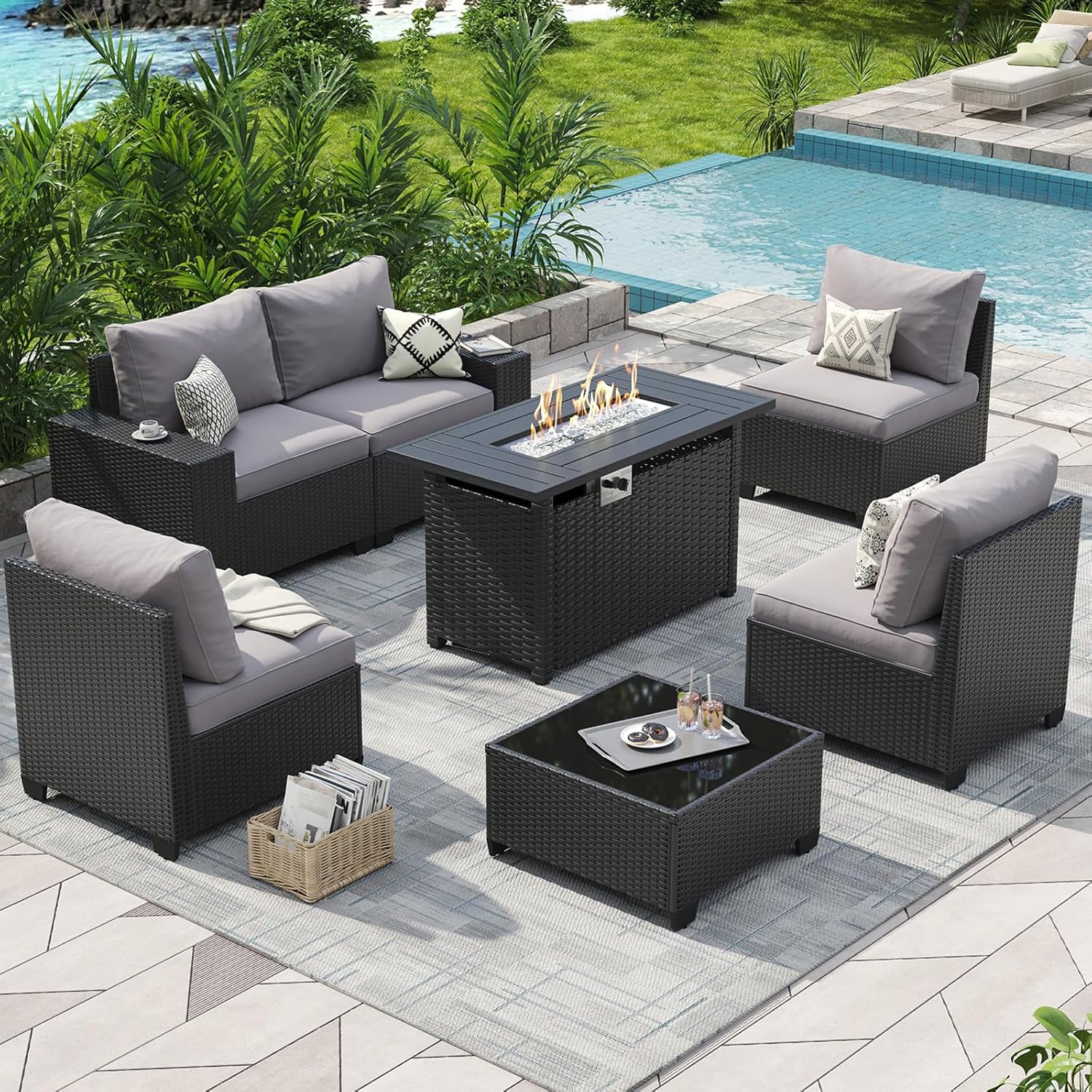 Outdoor Furniture Fire Pit Set - Комплект уличной мебели для патио с