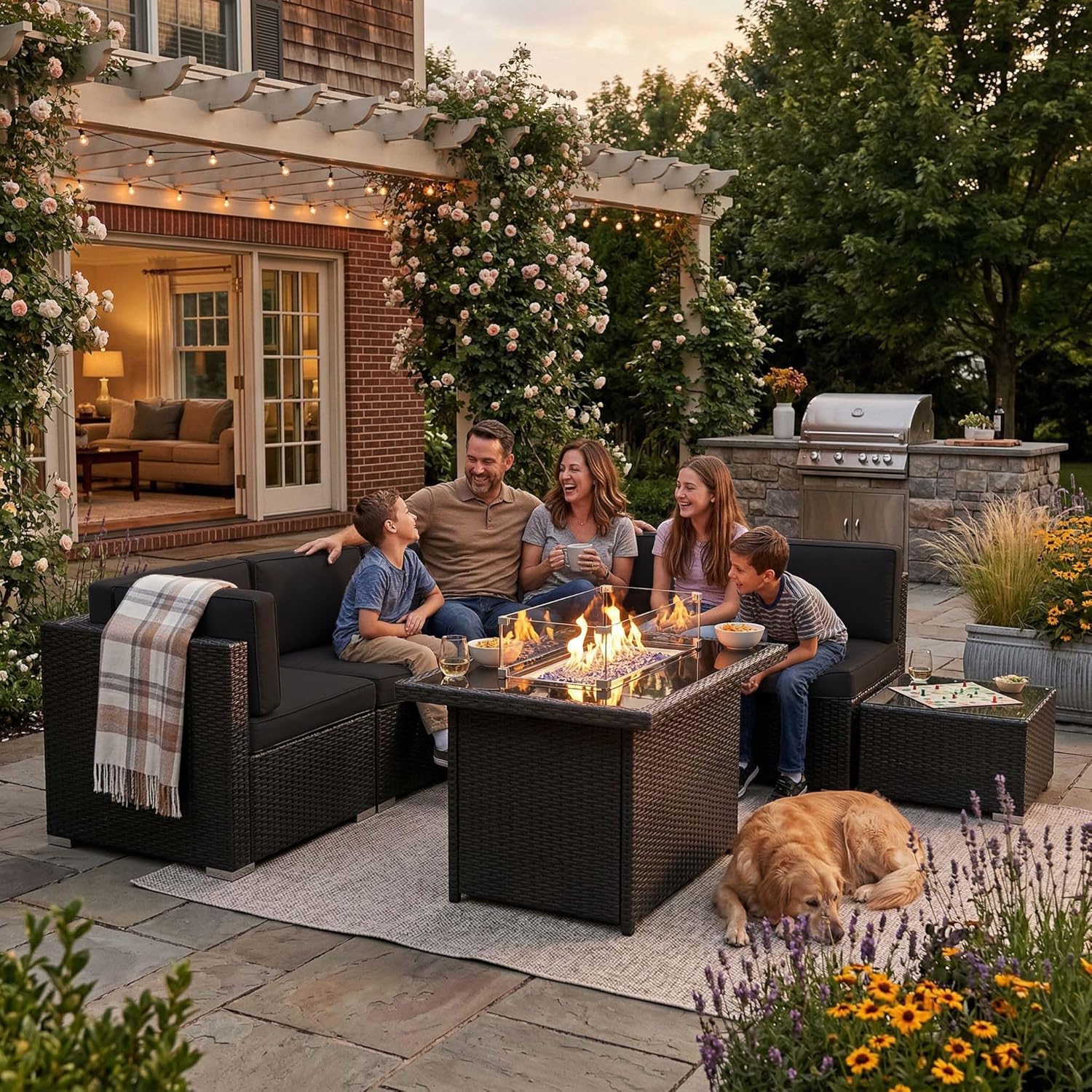 Комплект садовой мебели из 8 п – обзор и цена Outdoor Furniture Fire Pit Set