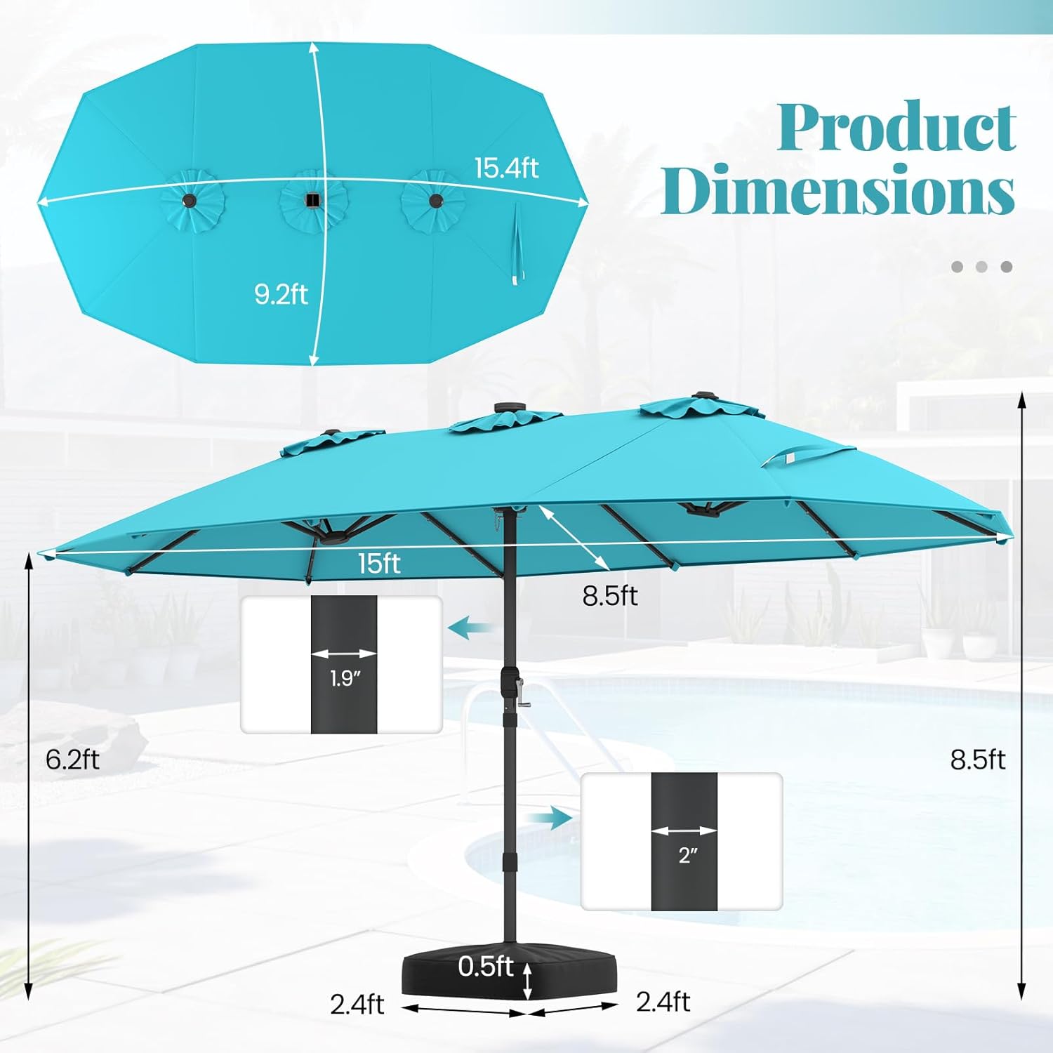Солнечный зонт для патио 15 фу – обзор и цена Outdoor Furniture Umbrella