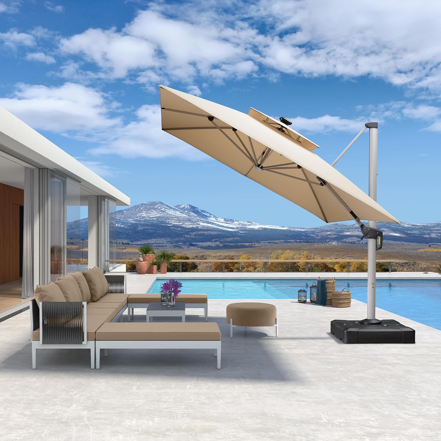 Зонт для патио 10' x 13' с дво – обзор и цена Outdoor Furniture Umbrella
