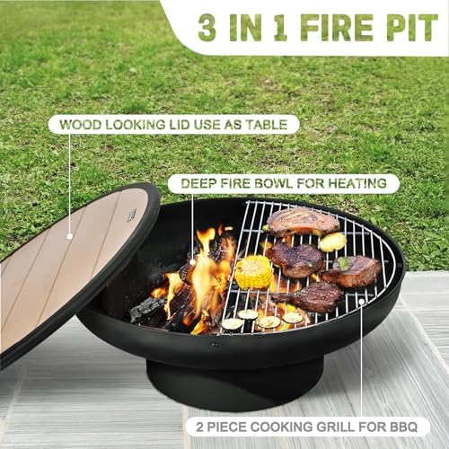 Стол-очаг 32 дюйма с крышкой,  – обзор и цена Fire Pit Bowl