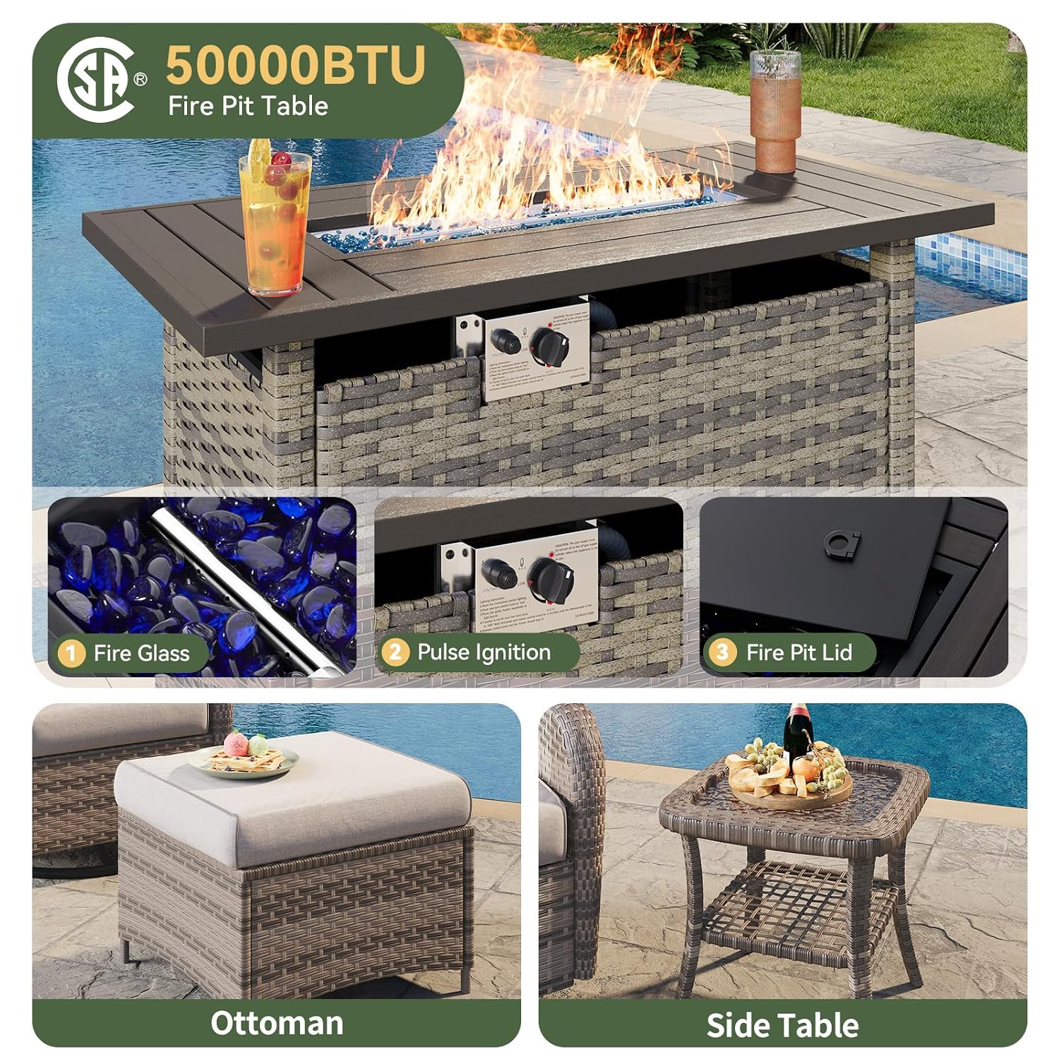 7-местный комплект мебели для  – обзор и цена Outdoor Furniture Fire Pit Set