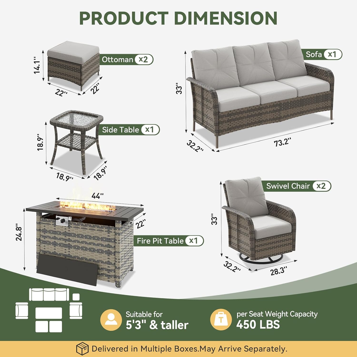 7-местный комплект мебели для  – обзор и цена Outdoor Furniture Fire Pit Set