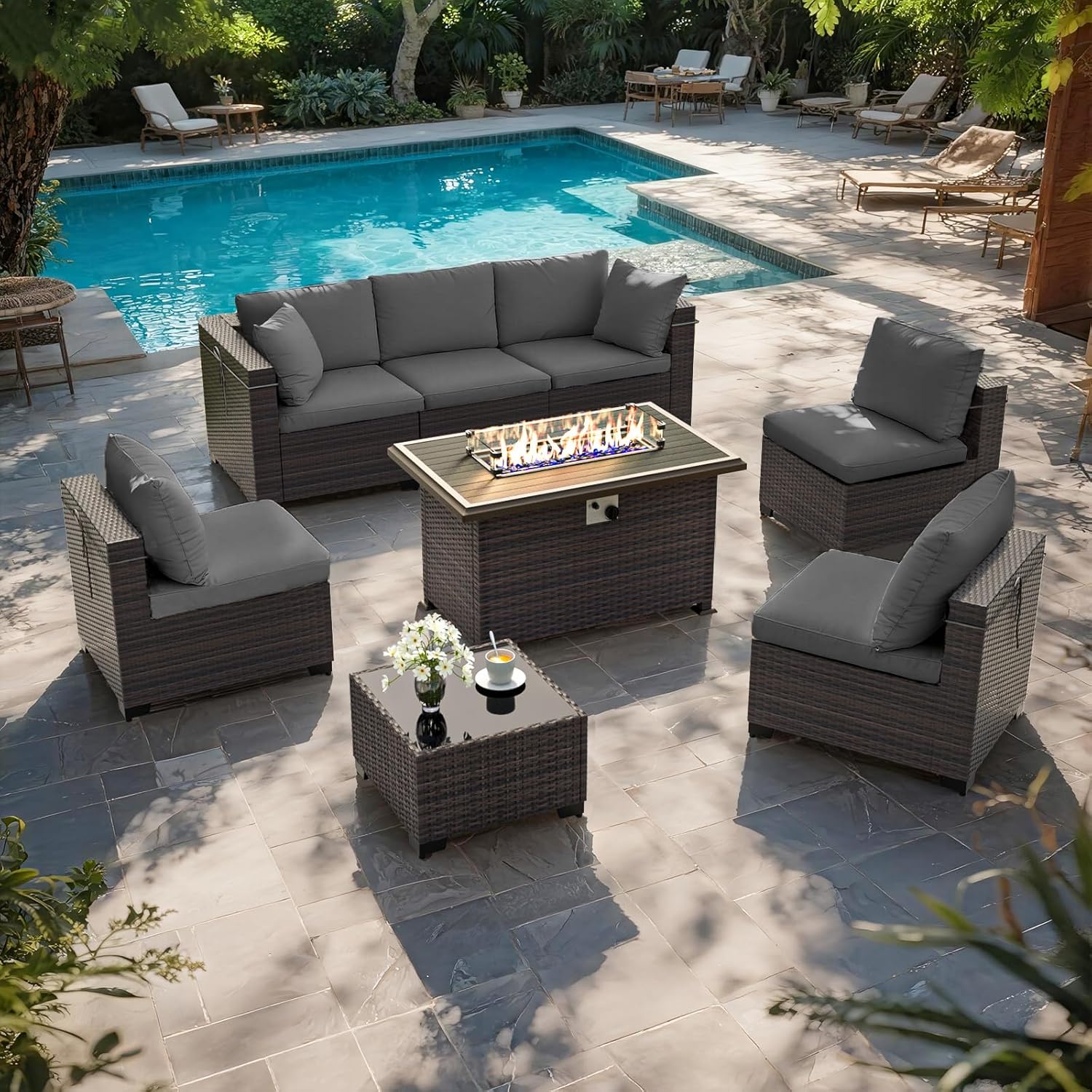 Комплект садовой мебели с очаг – обзор и цена Outdoor Furniture Fire Pit Set